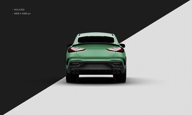 Geïsoleerde realistische mat groene luxe moderne sedan spier sportwagen van achteraanzicht