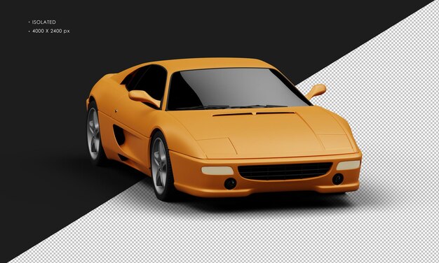 Geïsoleerde Realistische Mat oranje Elegante Sport City Sedan Car van Rechts Front View View