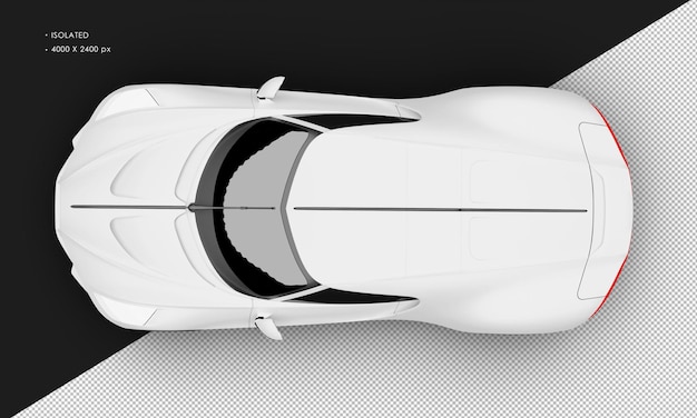 PSD geïsoleerde realistische mat witte elegante hypersport moderne sedan auto vanuit bovenaanzicht