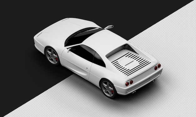 Geïsoleerde realistische mat witte elegante Sport City Sedan Car van linksboven achteraanzicht