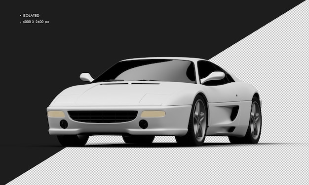Geïsoleerde Realistische Mat witte Elegante Sport City Sedan Car van Linksvoor Hoekweergave