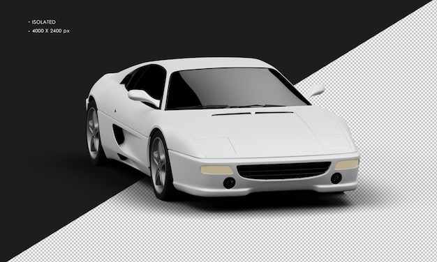 Geïsoleerde Realistische Mat witte Elegante Sport City Sedan Car van Rechts Front View View