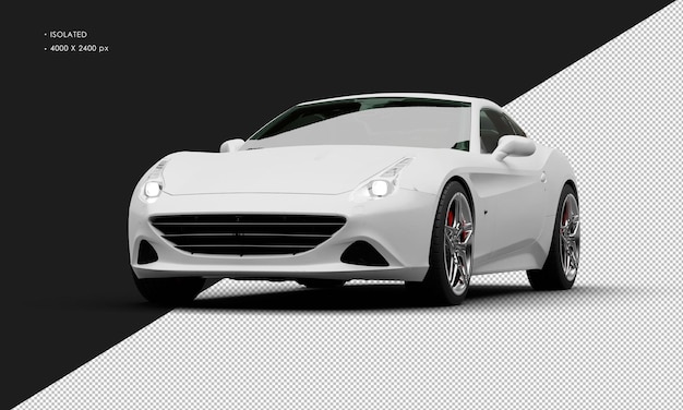 Geïsoleerde realistische mat witte moderne stad Sedan Super Sport auto vanaf links voorste hoekmening