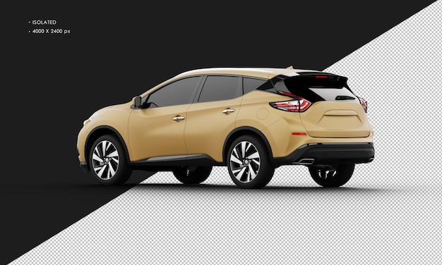 Geïsoleerde realistische matbruine moderne sportstad SUV-auto van links achteraanzicht
