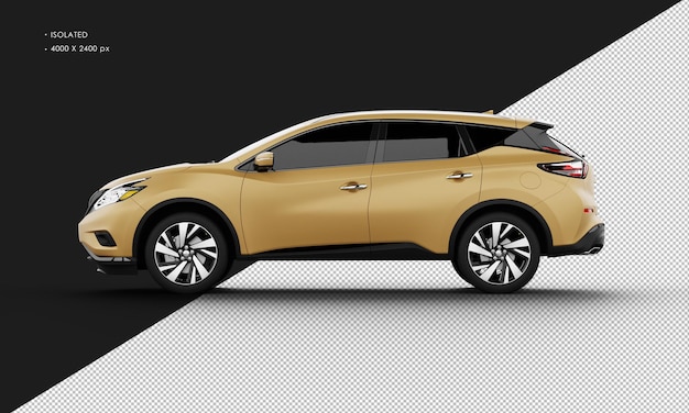 Geïsoleerde realistische matbruine moderne sportstad SUV-auto van links zijaanzicht
