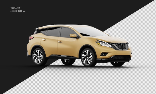 Geïsoleerde realistische matbruine moderne sportstad SUV-auto van rechts vooraanzicht