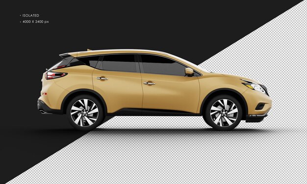 Geïsoleerde realistische matbruine moderne sportstad SUV-auto van rechts zijaanzicht