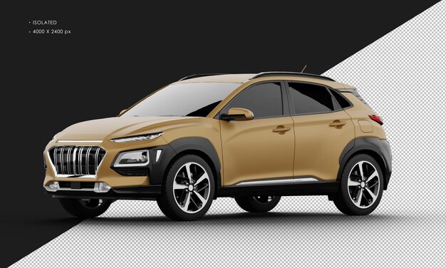 Geïsoleerde realistische matbruine Sport City SUV-auto van links vooraanzicht