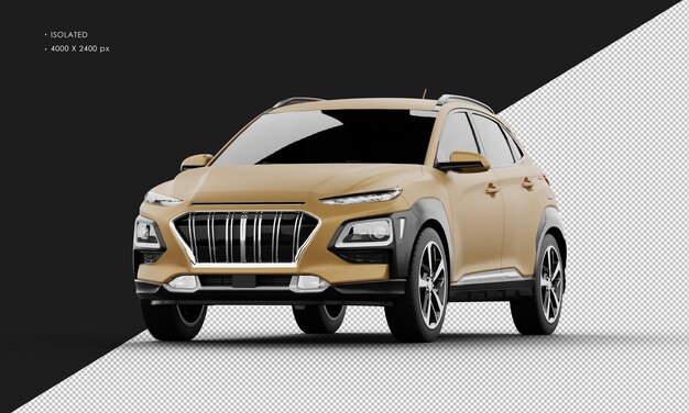 Geïsoleerde realistische matbruine Sport City SUV-auto vanuit de linkerhoekweergave