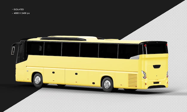 Geïsoleerde realistische matgele stadsbusauto van links achteraanzicht