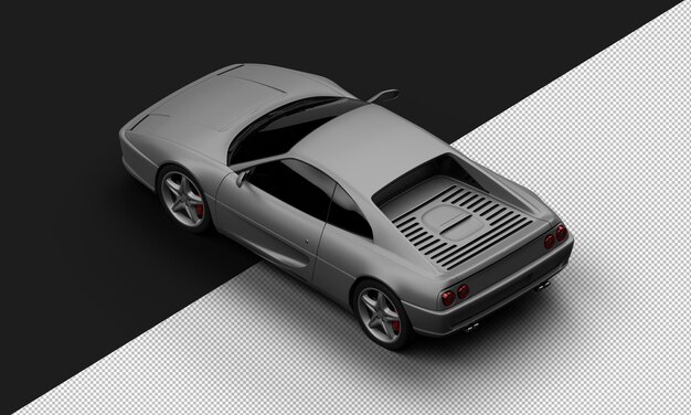 Geïsoleerde realistische matgrijze elegante Sport City Sedan Car van linksboven achteraanzicht