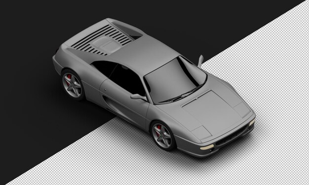 Geïsoleerde Realistische Matgrijze Elegante Sport City Sedan Car van Rechtsboven Vooraanzicht