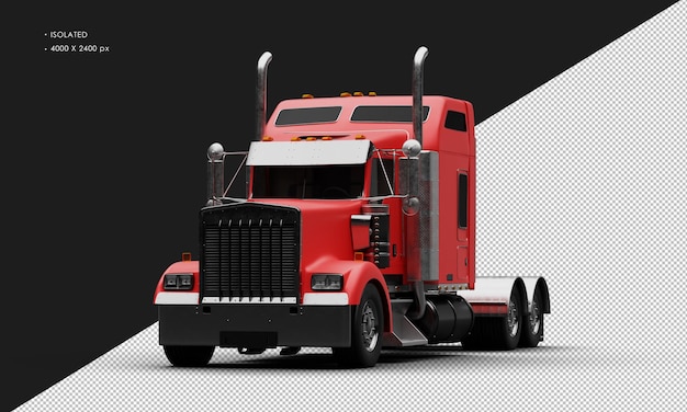 PSD geïsoleerde realistische matrode zware semi-vrachtwagens auto vanuit linker voorhoekweergave