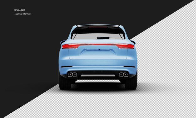 Geïsoleerde realistische Matte Blue Luxury Super Sport Turbo Car van achteren