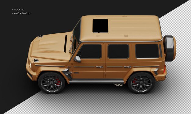 PSD geïsoleerde realistische matte brown twin turbo vierwielaandrijving luxe suv van boven links