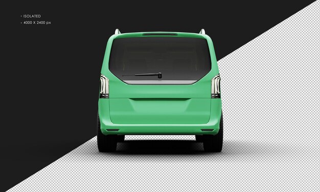 Geïsoleerde realistische matte groene moderne luxe stadsbus van achteren