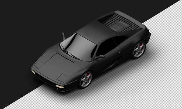 Geïsoleerde Realistische Matzwarte Elegante Sport City Sedan Car van Linksboven Vooraanzicht