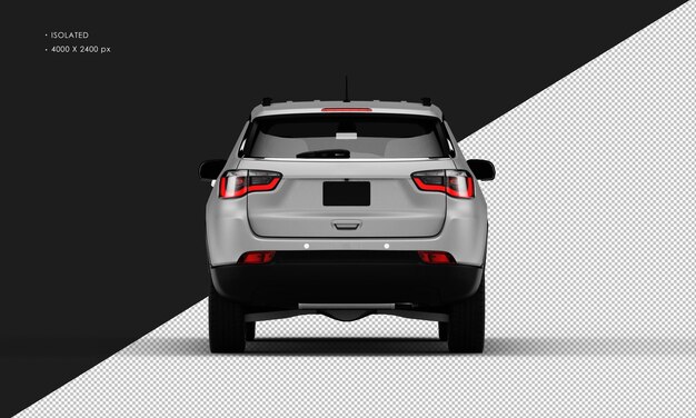 Geïsoleerde realistische metalen mat grijze auto SUV van achteraanzicht