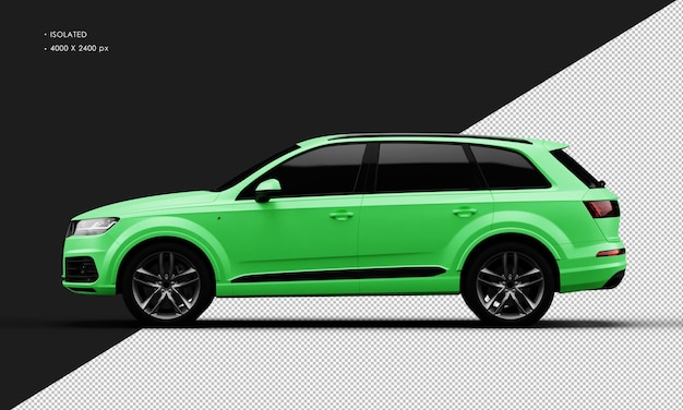 Geïsoleerde realistische metalen mat groene sport elegante SUV auto van linker zijaanzicht