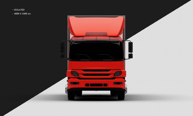 Geïsoleerde realistische metalen rode transportdoos vrachtwagen auto van vooraanzicht