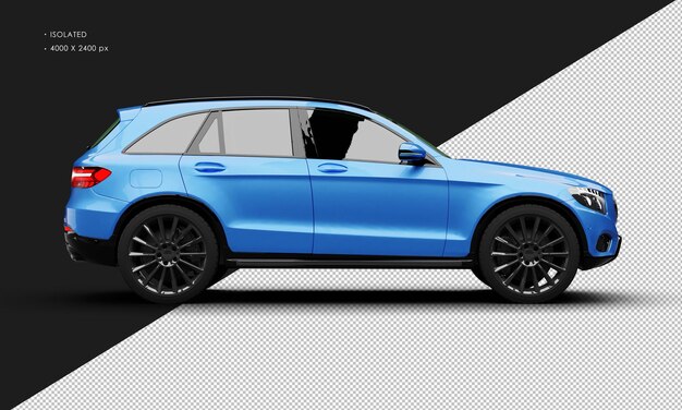 Geïsoleerde Realistische Metallic Blue Exclusive Moderne City Luxury SUV Van de rechterzijde