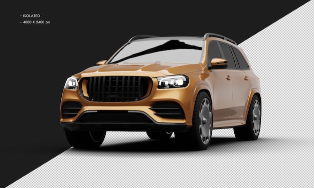 Geïsoleerde realistische metallic bruin moderne hoogwaardige sport Suv auto van links voorste hoekmening