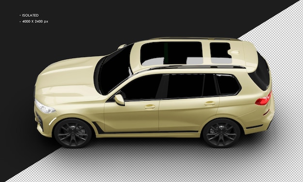 PSD geïsoleerde realistische metallic gele luxe moderne grand suv auto vanaf linksboven weergave