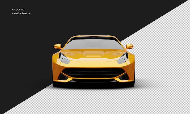 Geïsoleerde realistische metallic goud oranje super sport moderne racewagen vanuit vooraanzicht