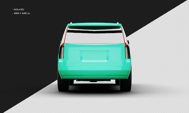 Geïsoleerde realistische metallic groene Deluxe elegante stads-Suv-auto vanaf achteraanzicht
