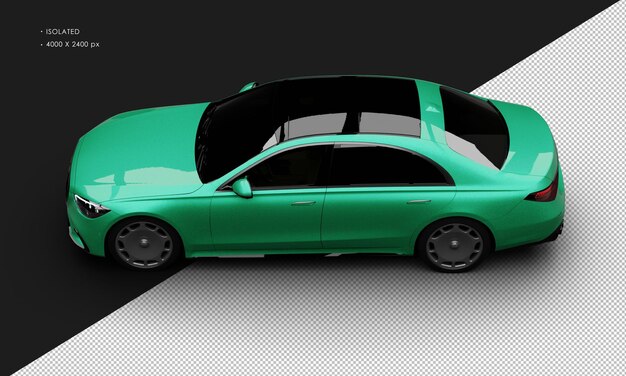 PSD geïsoleerde realistische metallic groene luxe moderne elegante sedan stadsauto van linksboven weergave