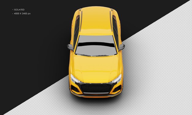 Geïsoleerde realistische metallic oranje luxe hybride moderne Suv auto van bovenaanzicht
