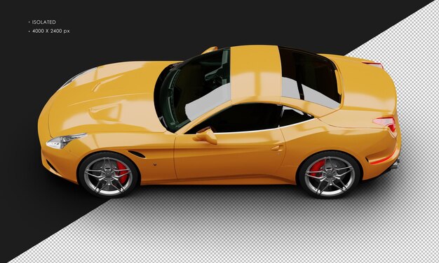 Geïsoleerde realistische metallic oranje moderne stad Sedan Super Sport auto vanaf linksboven weergave