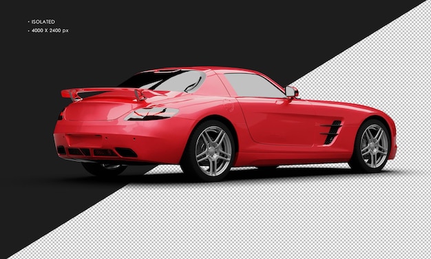Geïsoleerde Realistische Metallic Red Electric Moderne Sport Supercar van rechts achteruit