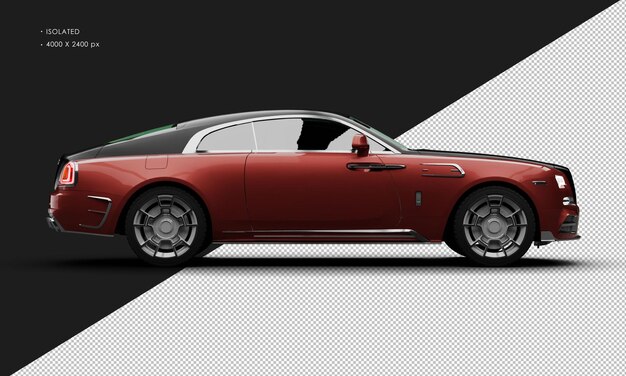 PSD geïsoleerde realistische metallic red full size luxury elegant city sedan auto vanuit de rechterzijde