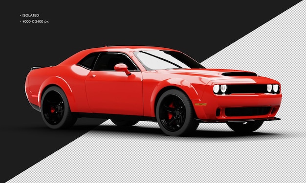 Geïsoleerde realistische metallic rode moderne Super Sport Muscle Car van rechts vooraanzicht