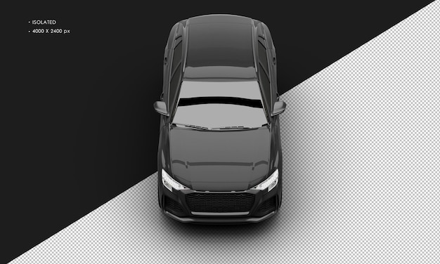 Geïsoleerde realistische metallic zwarte luxe hybride moderne Suv auto van bovenaanzicht