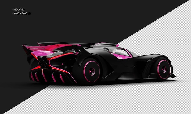 Geïsoleerde realistische metallische roze camouflage sedan Moderne super sportwagen van rechts achteren