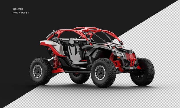PSD geïsoleerde realistische rode buggy offroad sportwagen van rechts vooraanzicht
