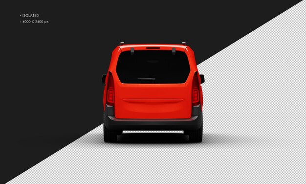 Geïsoleerde realistische rode luxe elegante moderne bestelwagen auto van achteraanzicht