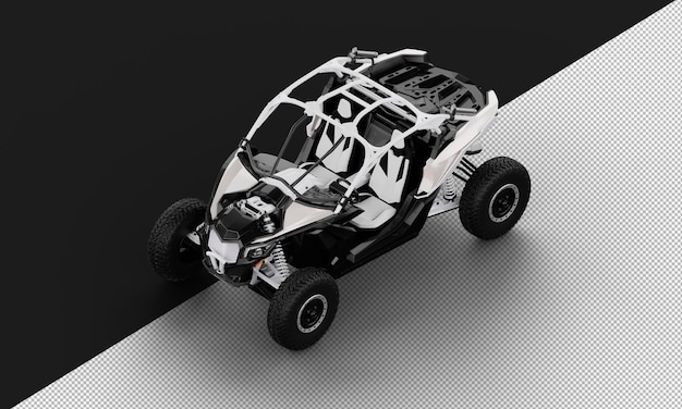Geïsoleerde realistische witte buggy offroad sportwagen van linksboven vooraanzicht
