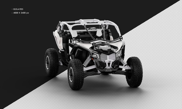 PSD geïsoleerde realistische witte buggy offroad sportwagen vanuit de rechter voorhoekweergave