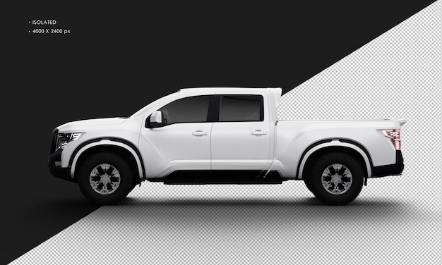 Geïsoleerde realistische witte pick-up truck van linker zijaanzicht