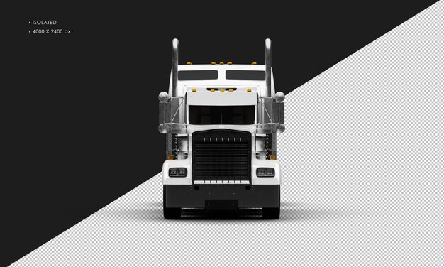 PSD geïsoleerde realistische witte zware semi-truck van de voorzijde