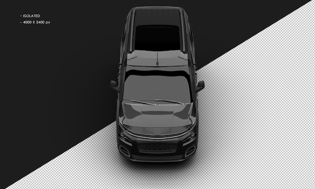 Geïsoleerde realistische zwarte luxe elegante moderne bestelwagen auto van bovenaanzicht