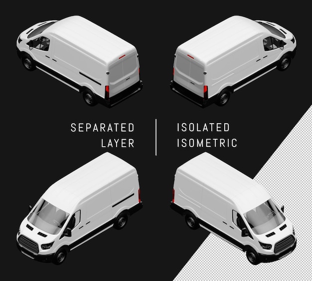 Geïsoleerde witte generieke bestelwagen isometrische autoset