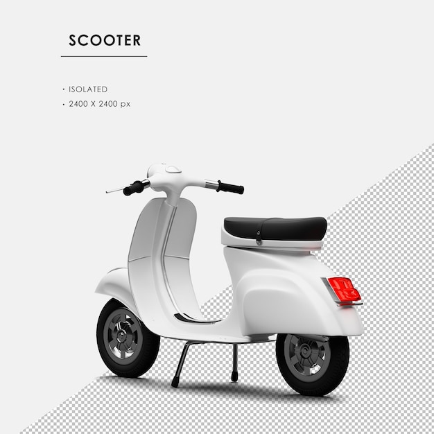 Geïsoleerde witte scooter van links achteraanzicht