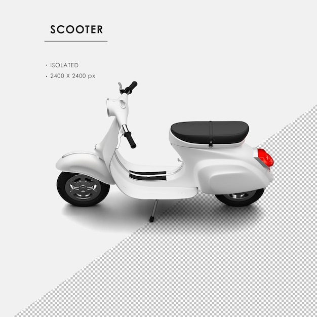Geïsoleerde witte scooter van linksboven weergave
