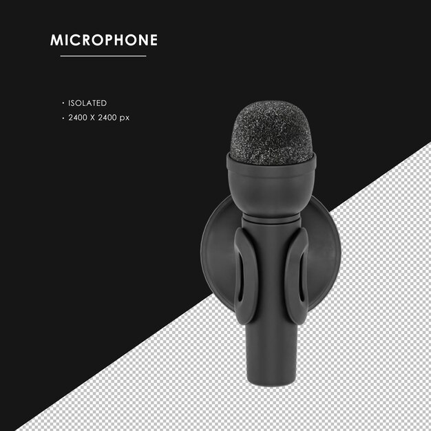 PSD geïsoleerde zwarte microfoon met standaard bovenaanzicht
