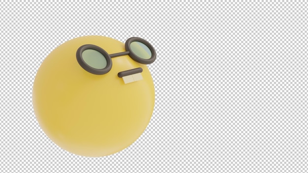 PSD gekantelde weergave nerd emoji png