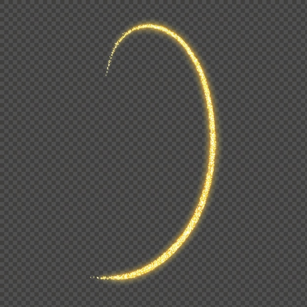 Gekromde gouden gloed-effect geïsoleerde doorzichtige achtergrond PNG